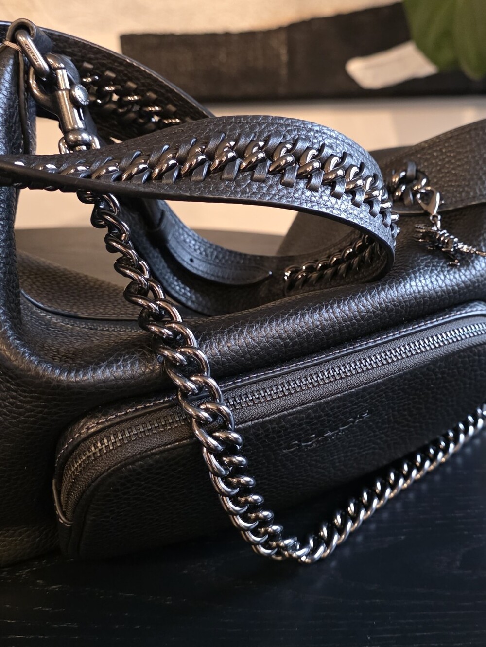 Coach Large Finn, crossbody Strap, and Chain